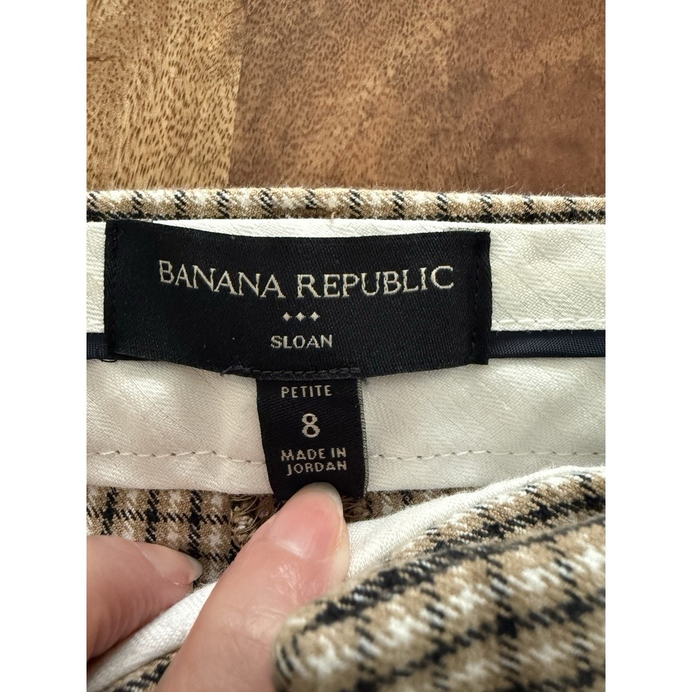 Banana Republic Sloan Petite 8 Check Plaid Career Dress Pants Stretch Cropped - Picture 2 of 8